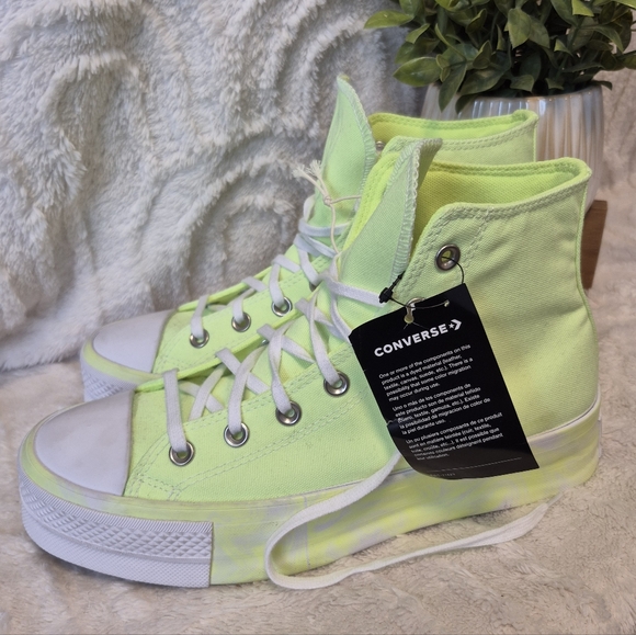 Converse Chuck Taylor Lift Platform Sneakers Volt Glow Yellow Women's Sz 9.5 NEW - Picture 7 of 14
